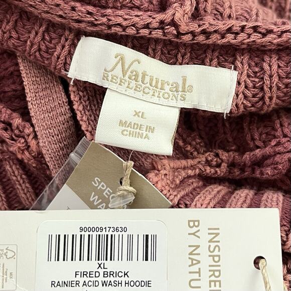 Natural Reflections Womens Rainer Acid Wash Chunky Knit Hoodie Size XL Red NWT - Picture 6 of 7